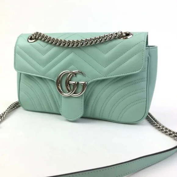 GUCCI GG Marmont Matelasse Leather Crossbody Bag Seafoam with original dustbag - Picture 6 of 15